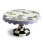 MacKenzie-Childs butterfly toile pedestal platter - small