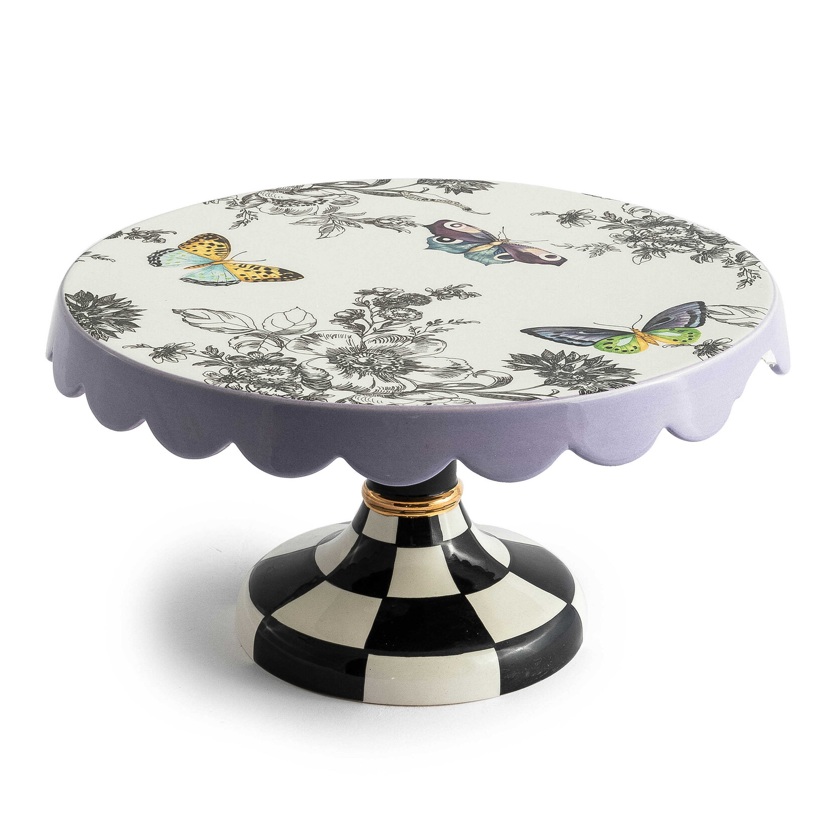 MacKenzie-Childs butterfly toile pedestal platter - small