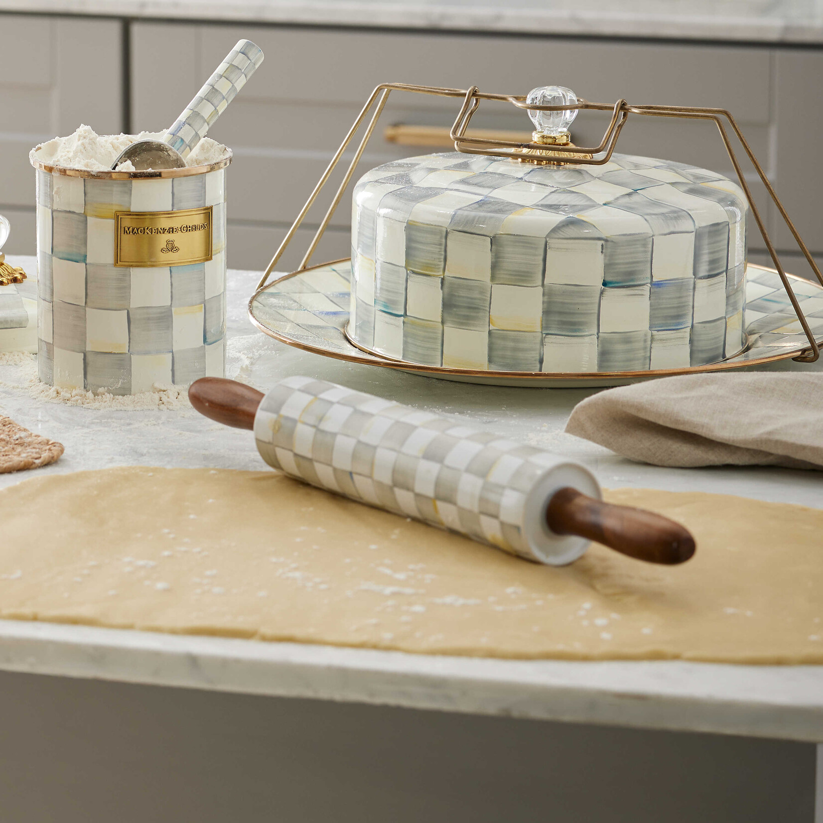MacKenzie-Childs Sterling Check Rolling Pin