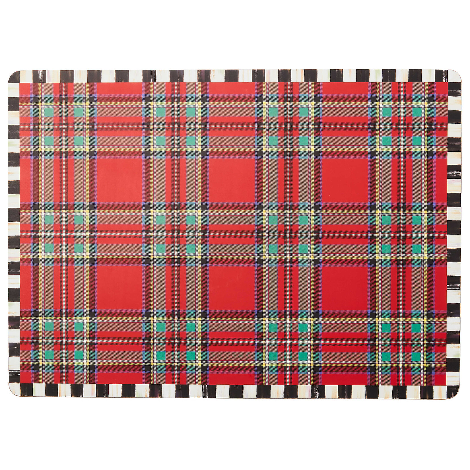 MacKenzie-Childs Tartan Red Cork Back Placemats, Set of 4