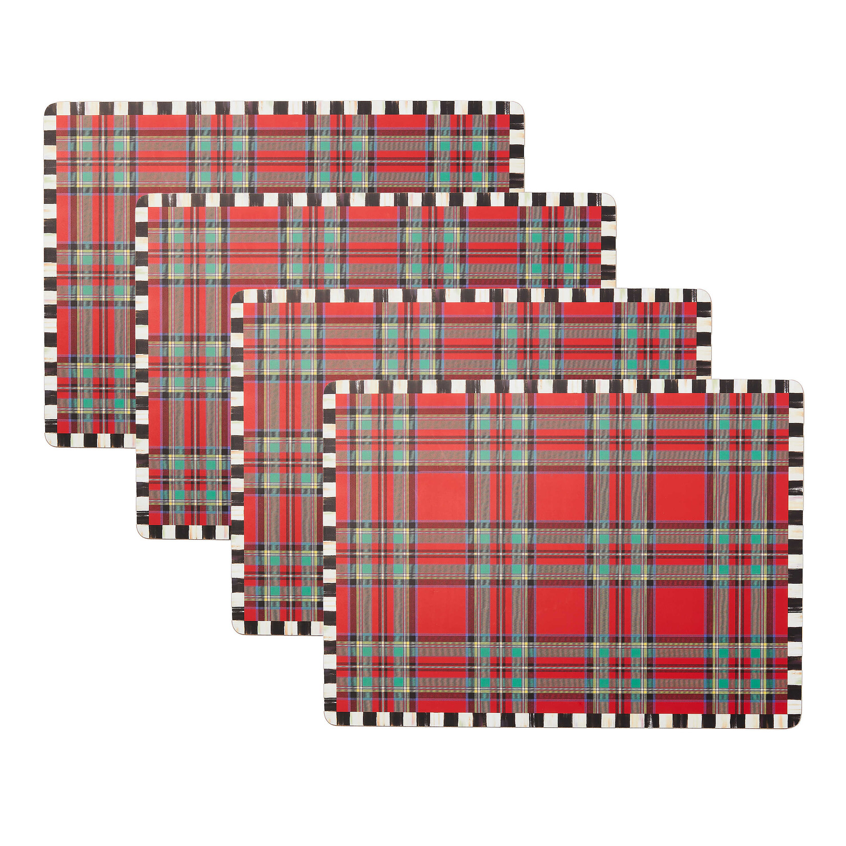 MacKenzie-Childs Tartan Red Cork Back Placemats, Set of 4