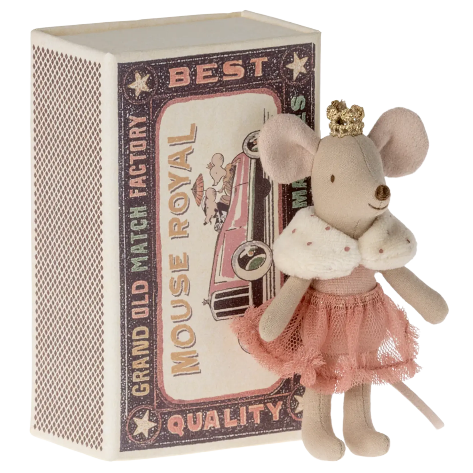 Maileg USA Princess Mouse, Little Sister in Matchbox - Rose