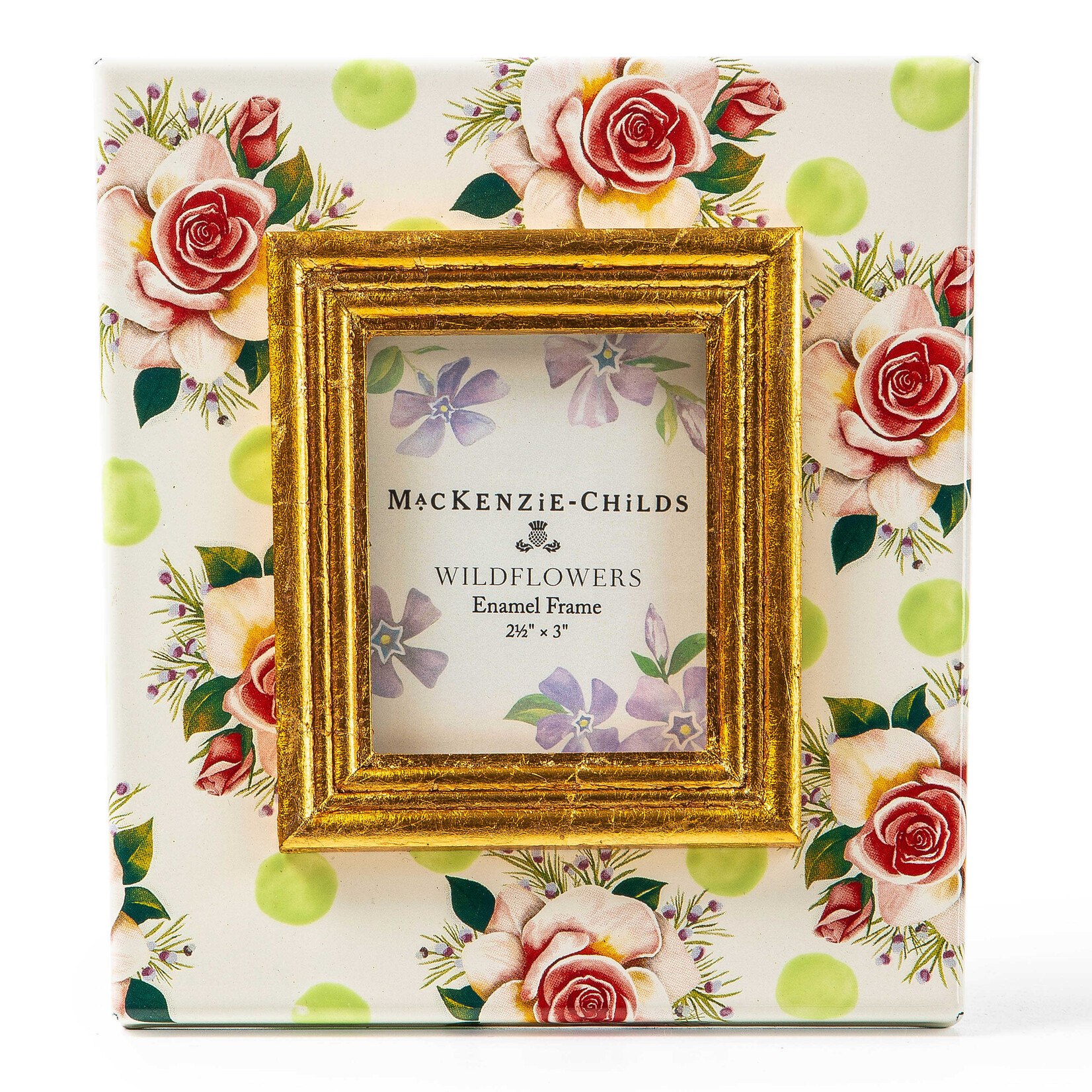 MacKenzie-Childs wildflowers enamel 2.5" x 3" frame - green