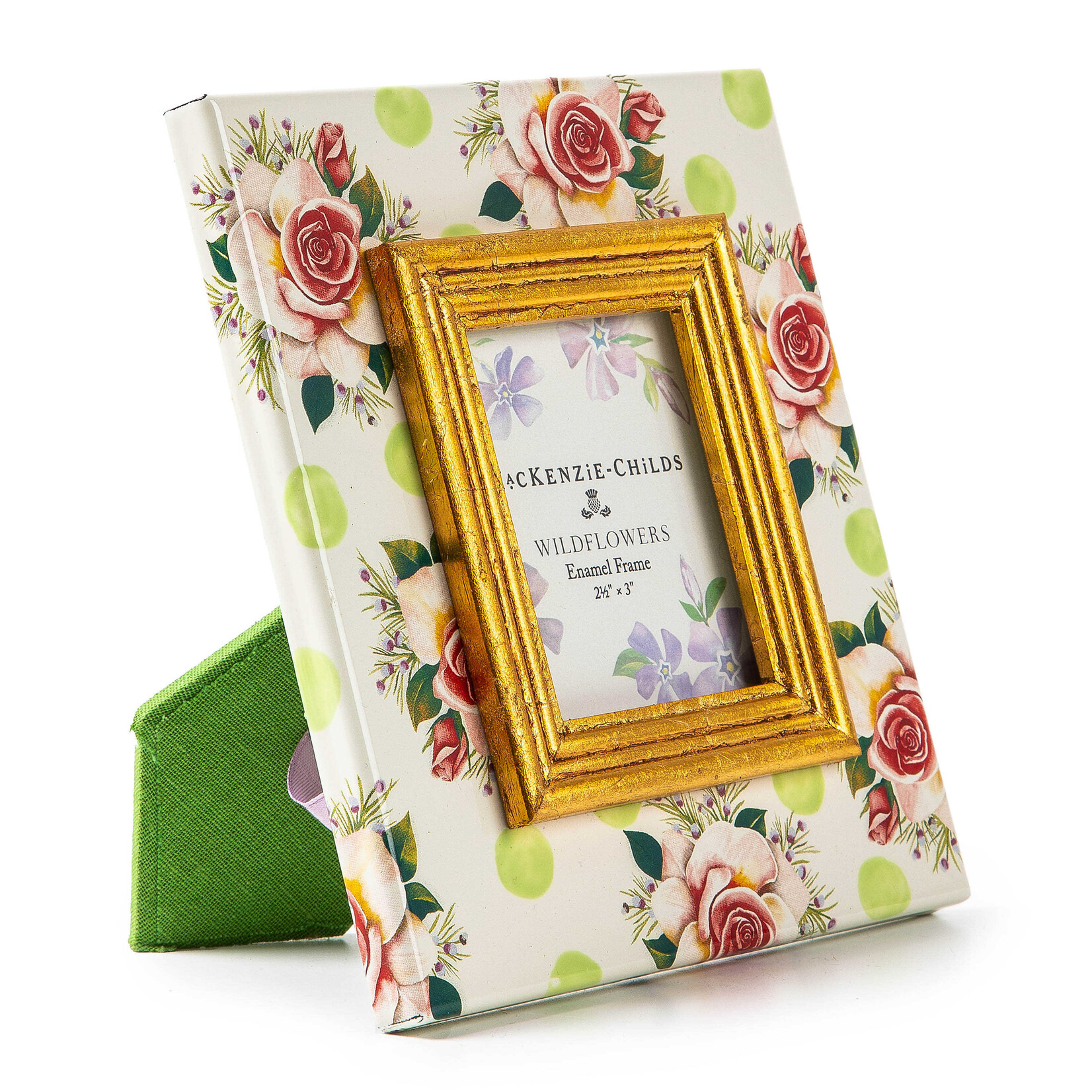 MacKenzie-Childs wildflowers enamel 2.5" x 3" frame - green