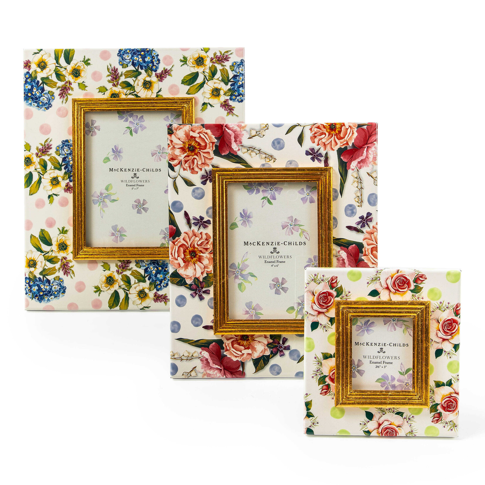 MacKenzie-Childs wildflowers enamel 2.5" x 3" frame - green