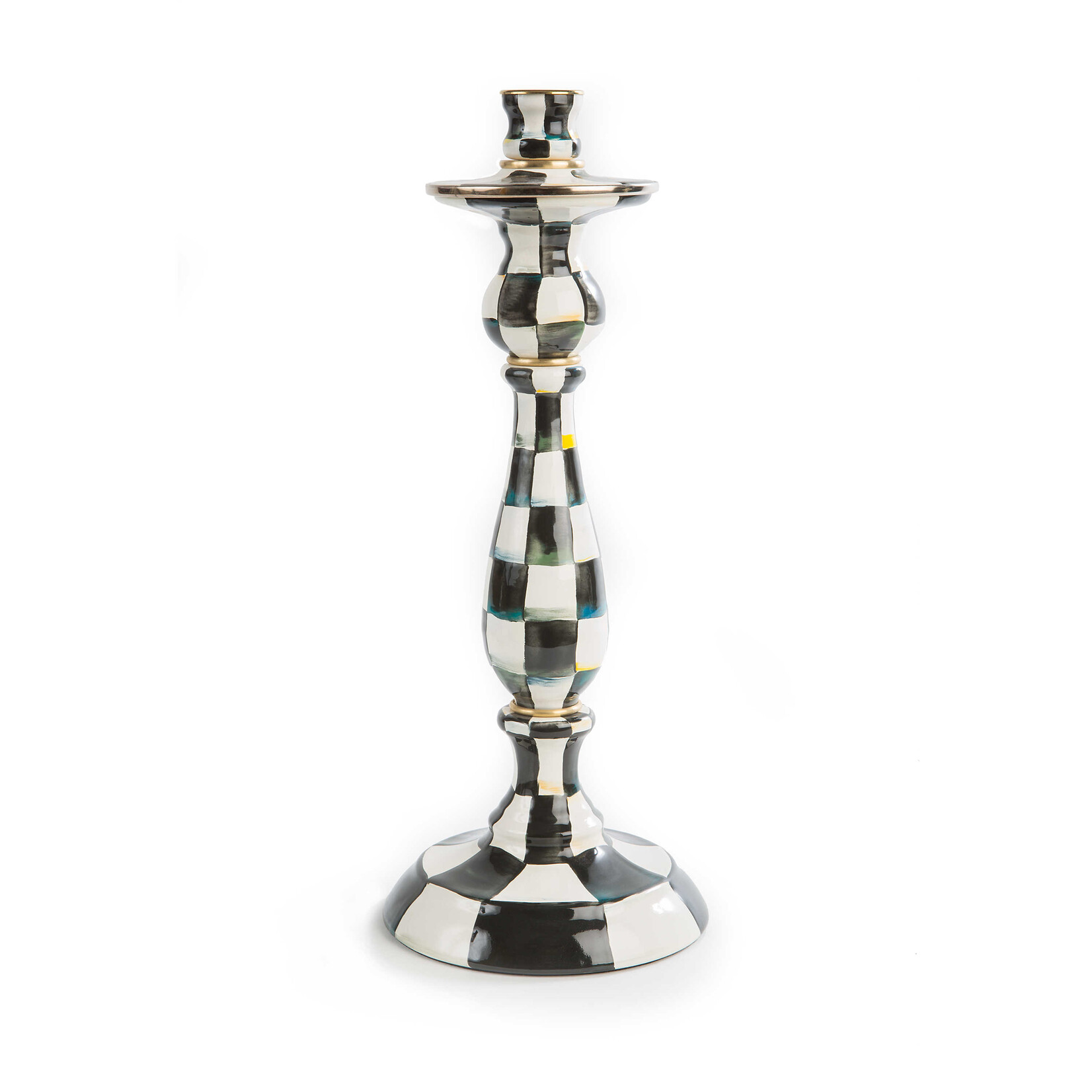 MacKenzie-Childs Courtly Check Large Enamel Candlestick