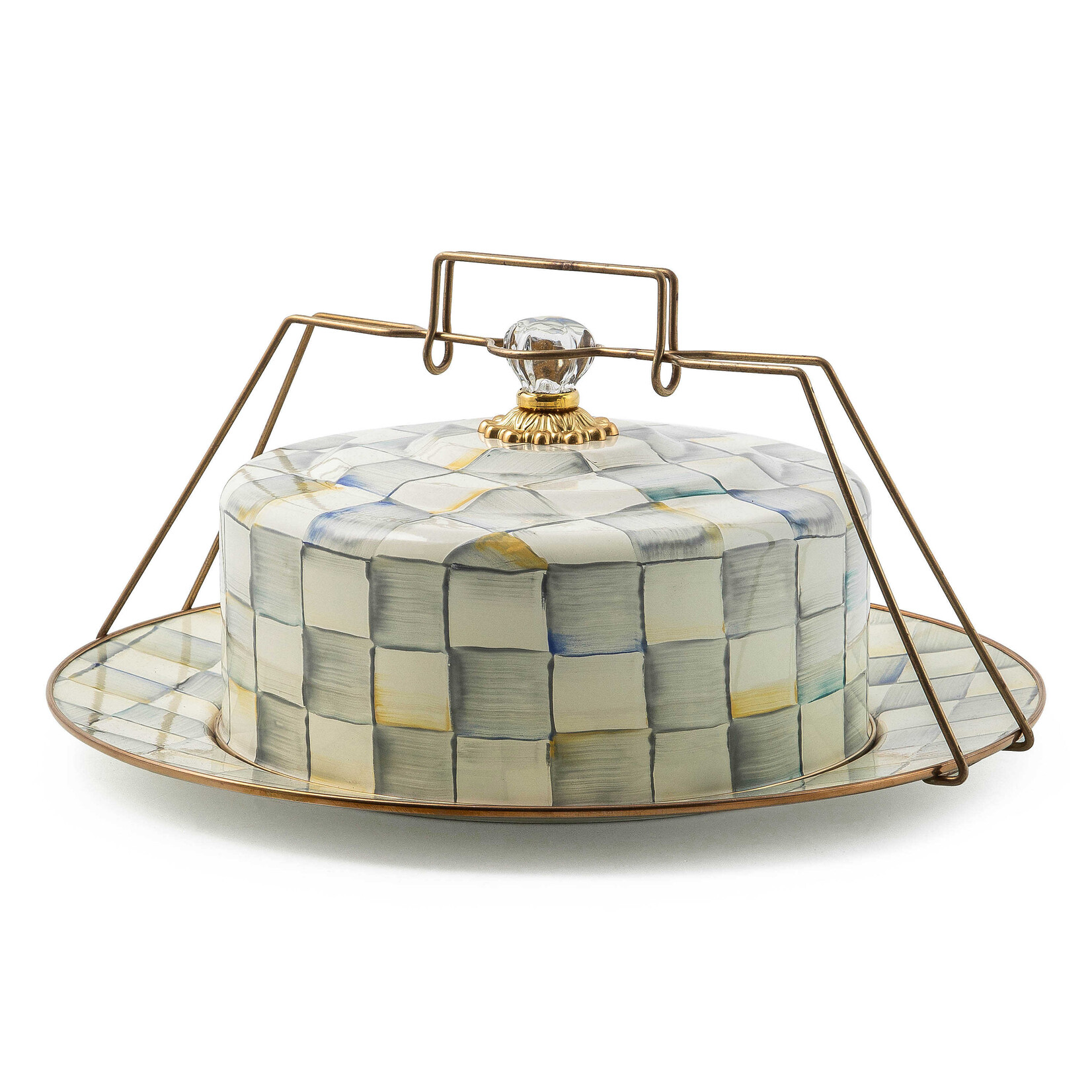 MacKenzie-Childs Sterling Check Enamel Cake Carrier