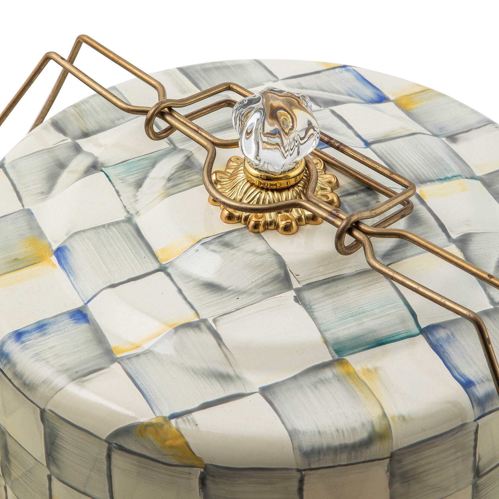MacKenzie-Childs Sterling Check Enamel Cake Carrier