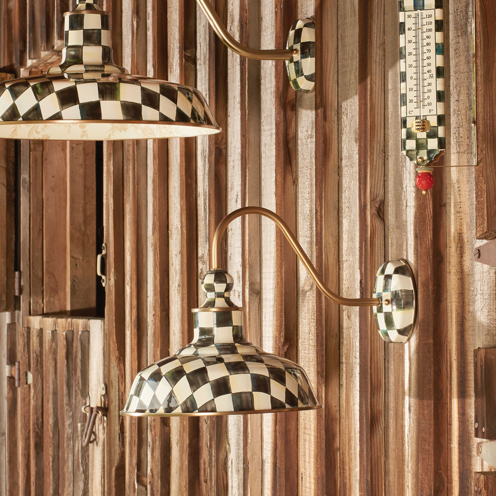 MacKenzie-Childs Courtly Check 12" Barn Sconce