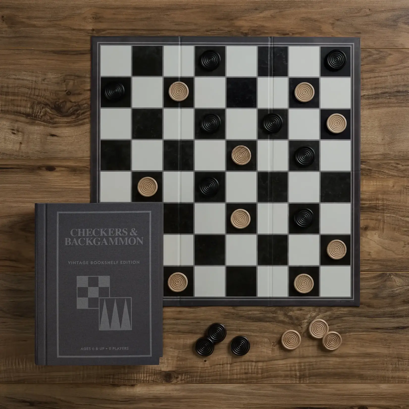 WS Game Company Checkers & Backgammon Vintage Bookshelf Game