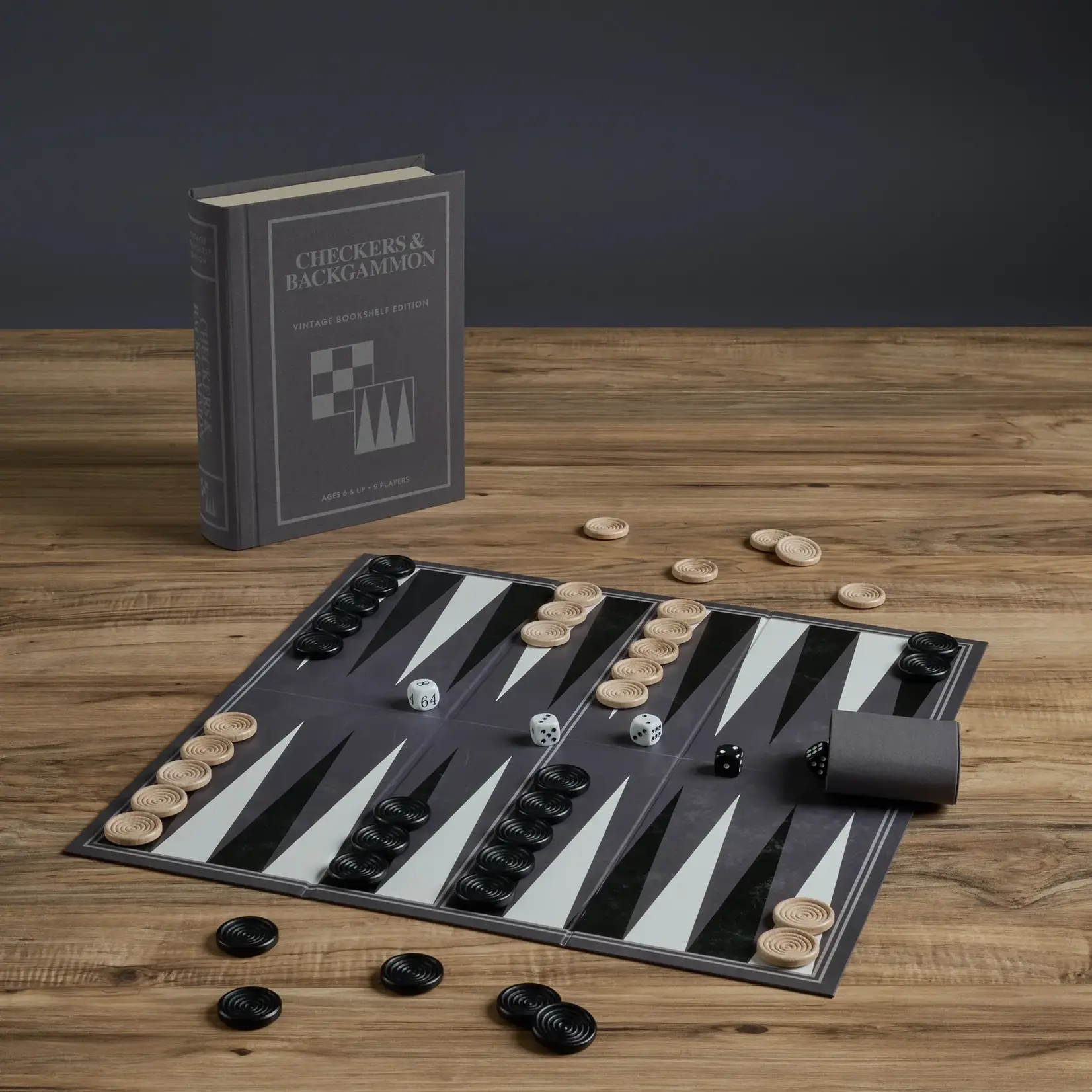 WS Game Company Checkers & Backgammon Vintage Bookshelf Game