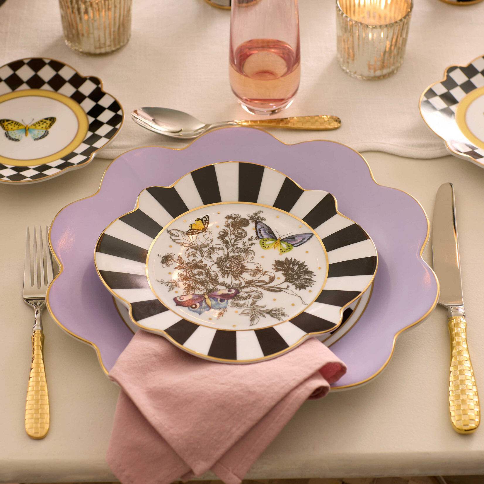 MacKenzie-Childs Butterfly Toile Salad Plate