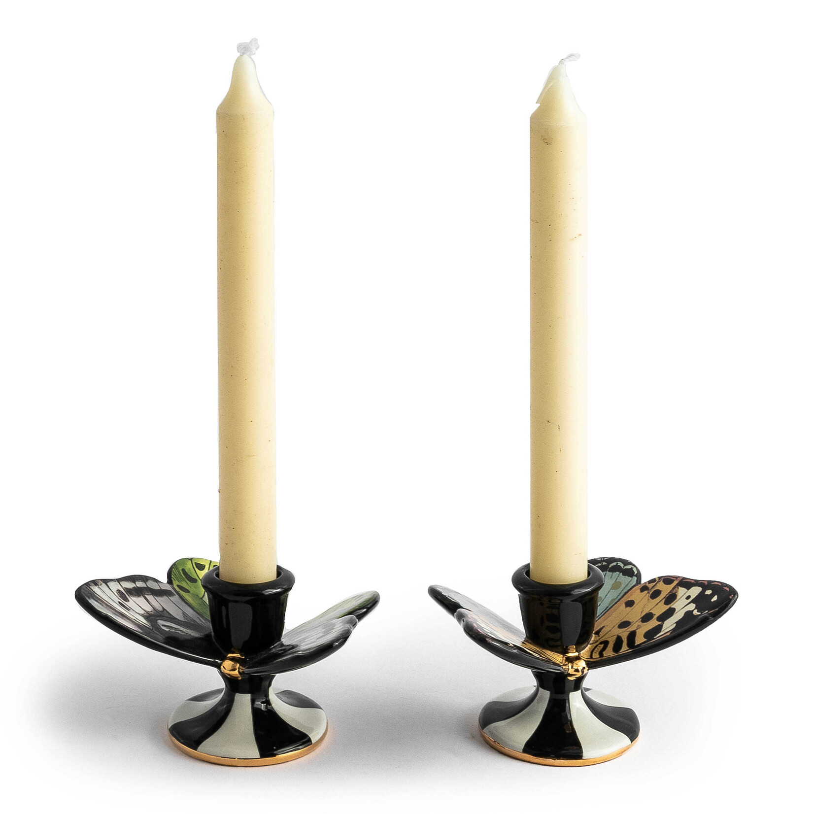 MacKenzie-Childs Butterfly Toile Candle Holders, Set of 2