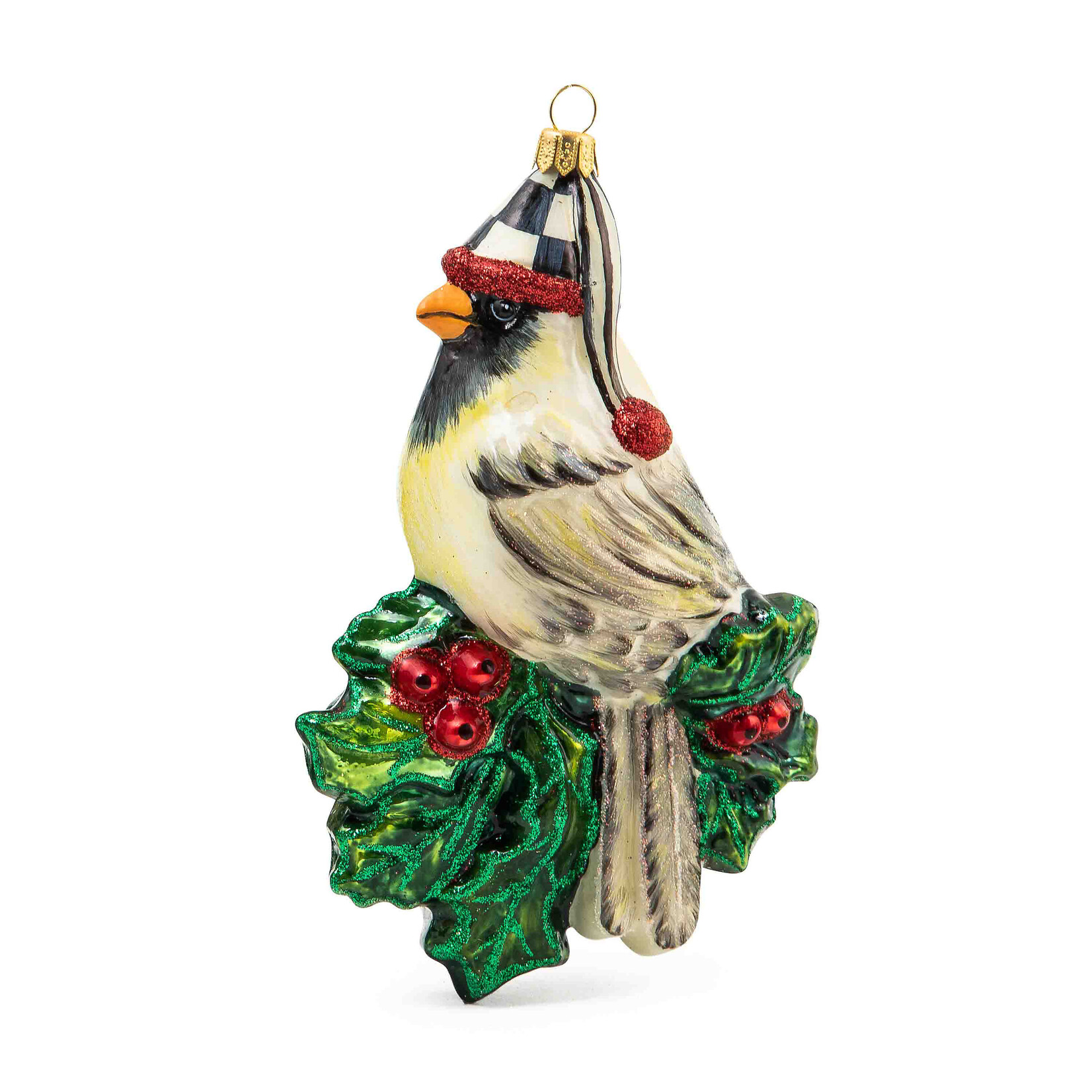 MacKenzie-Childs Glass Ornament - Snow Cardinal