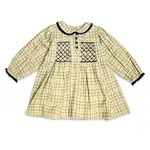 Viverano Organics Hand Smocked Gingham Dress - Oat