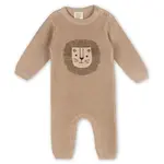 Viverano Organics Lion Applique Chunky Knit Baby Jumpsuit - Oat Heather