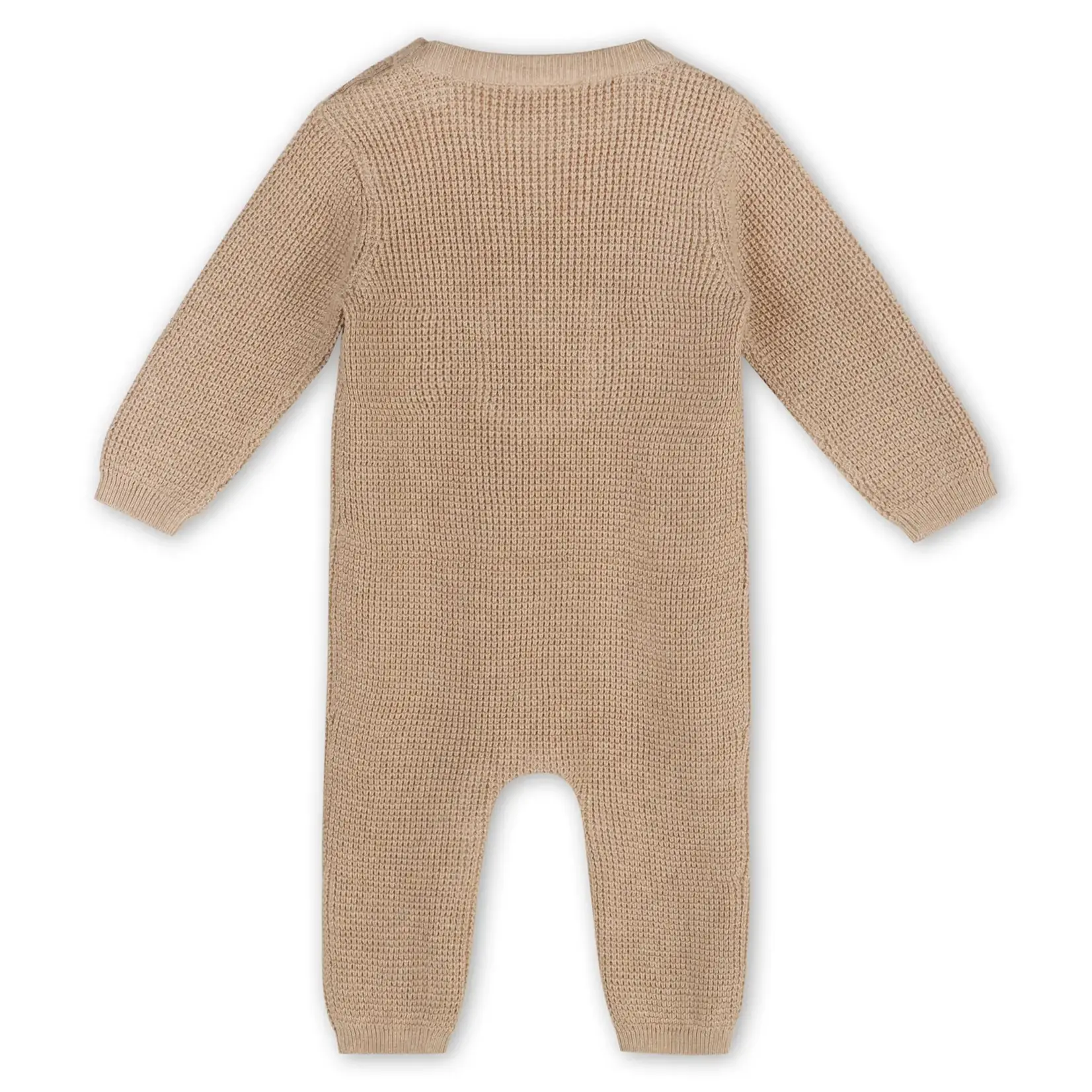 Viverano Organics Lion Applique Chunky Knit Baby Jumpsuit - Oat Heather
