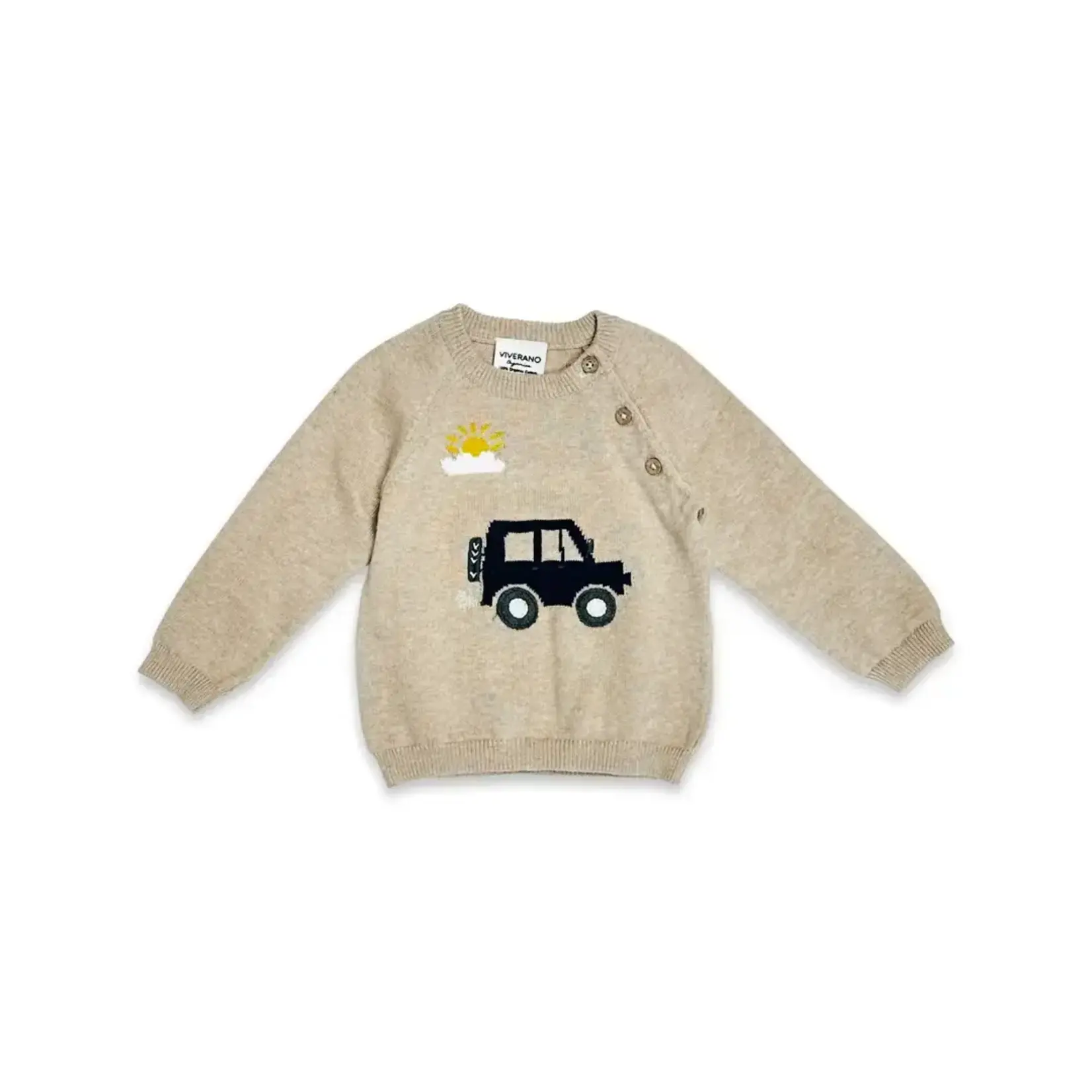 Viverano Organics Jeep Jacquard Knit Pullover - Tan Heather