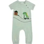 Viverano Organics Dino Skater Jacquard Knit Jumpsuit - Sage Heather