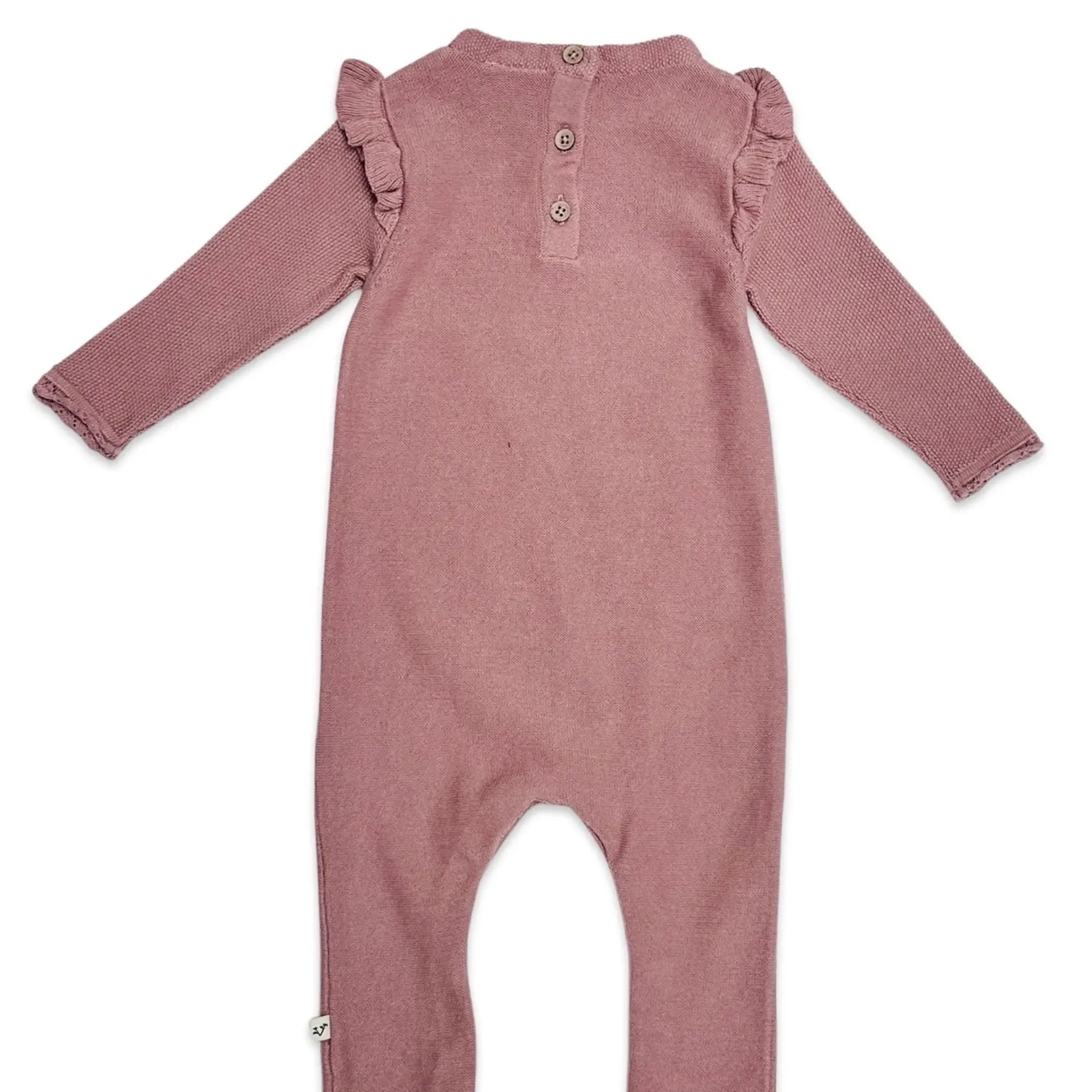 Viverano Organics Elephant Ruffle Knit Jumpsuit - Vintage Rose
