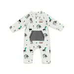 Viverano Organics Skater Dino Kangaroo Pocket Jumpsuit - Natural