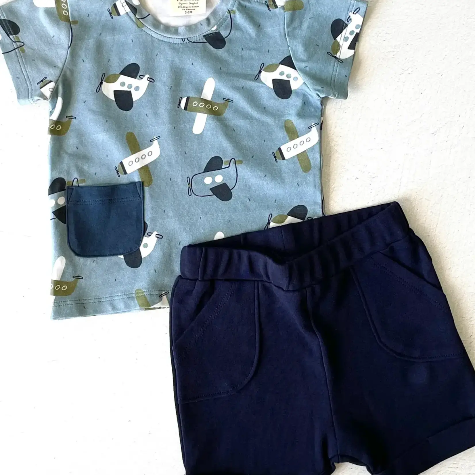 Viverano Organics Airplanes Baby Pocket Tee & Shorts Set