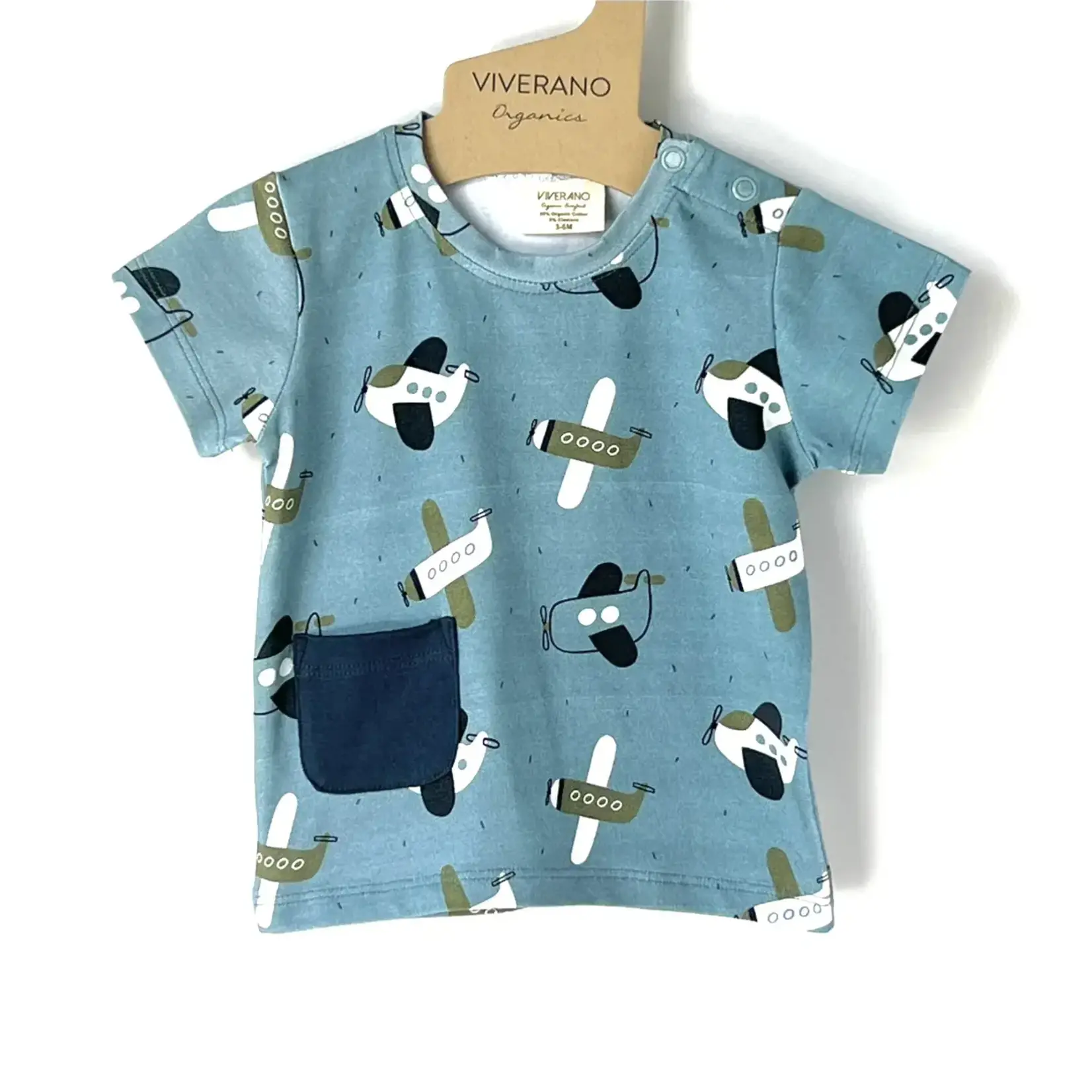 Viverano Organics Airplanes Baby Pocket Tee & Shorts Set
