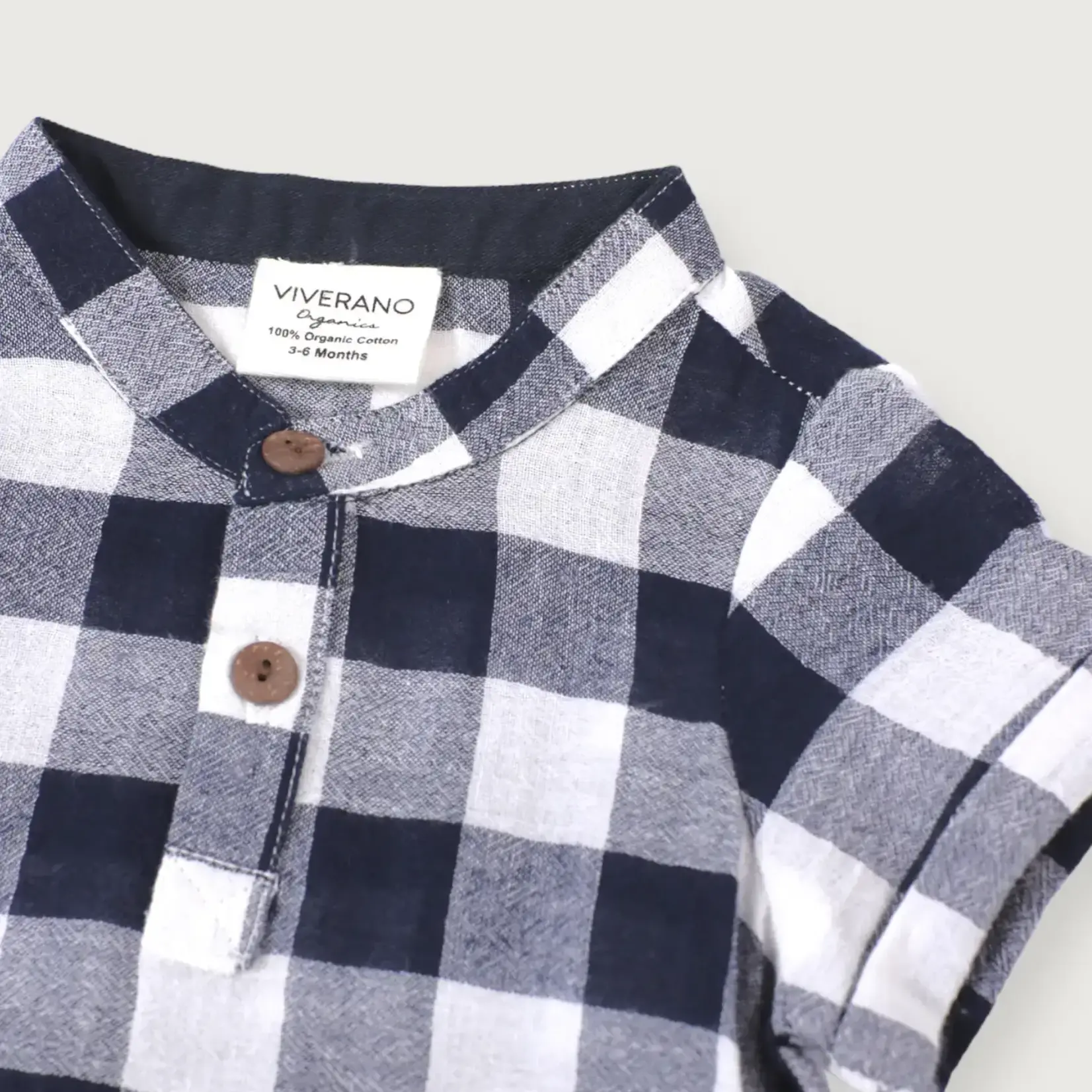 Viverano Organics Adam Navy Checker Gingham Baby Shirt & Shorts