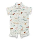 Viverano Organics Whales Collar & Button Playsuit Romper - Natural