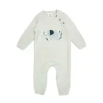 Viverano Organics Elephant Jacquard Sweater Knit Jumpsuit - Stone 0-3M