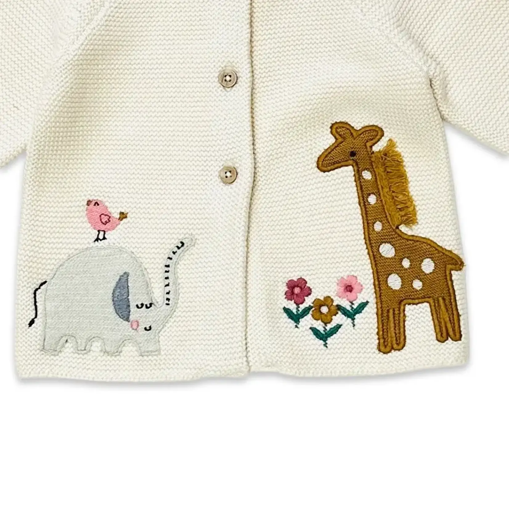 Viverano Organics Eden Safari Embroidered Cardigan Sweater - Natural