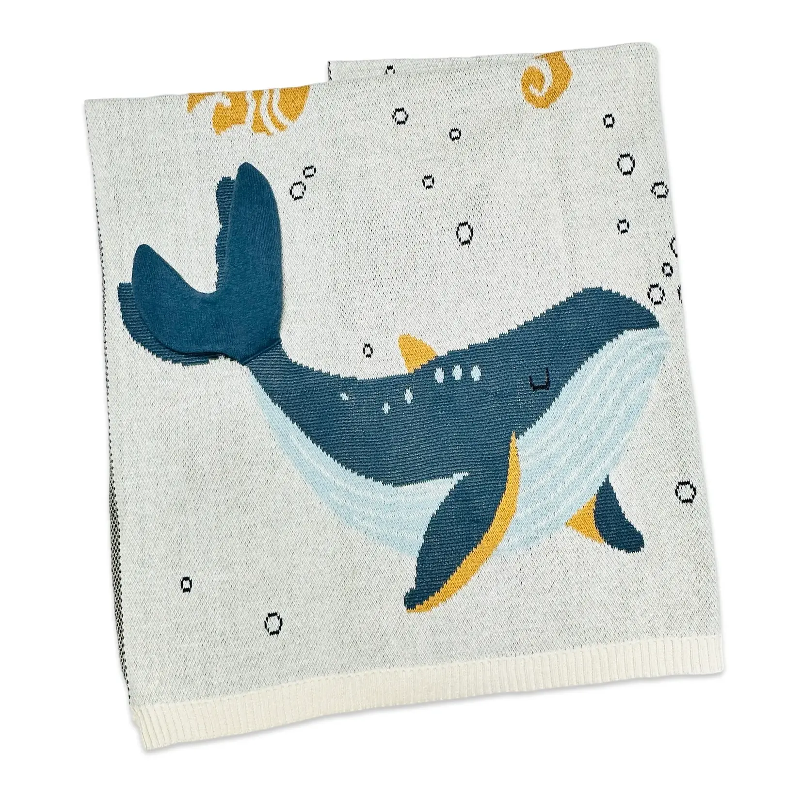 Viverano Organics Ocean Life 3D - Organic Jacquard Sweater Knit Baby Blanket