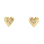 Victoria Cunningham 14k Tiny puffed heart w/ diamond post .02 ct