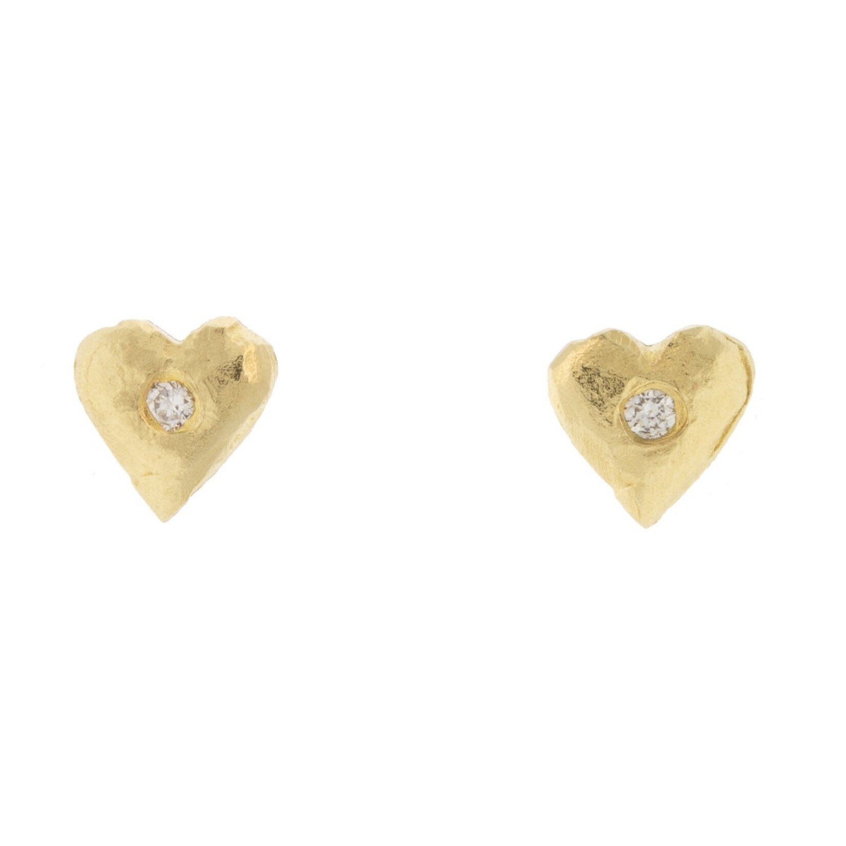 Victoria Cunningham 14k Tiny puffed heart w/ diamond post .02 ct