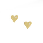 Victoria Cunningham 14k Tiny flat hearts post w/ diamond .01 ct
