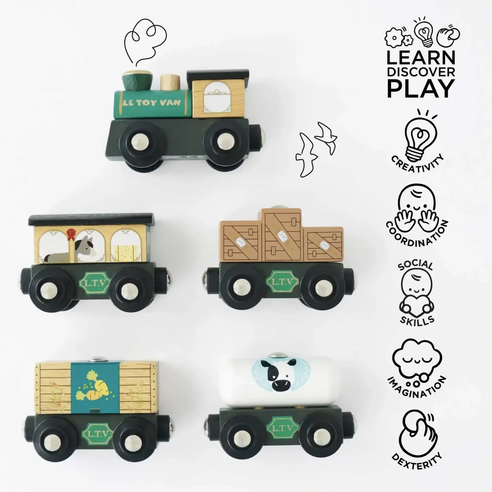 Le Toy Van, Inc. Great Green Train & Goods Wagons