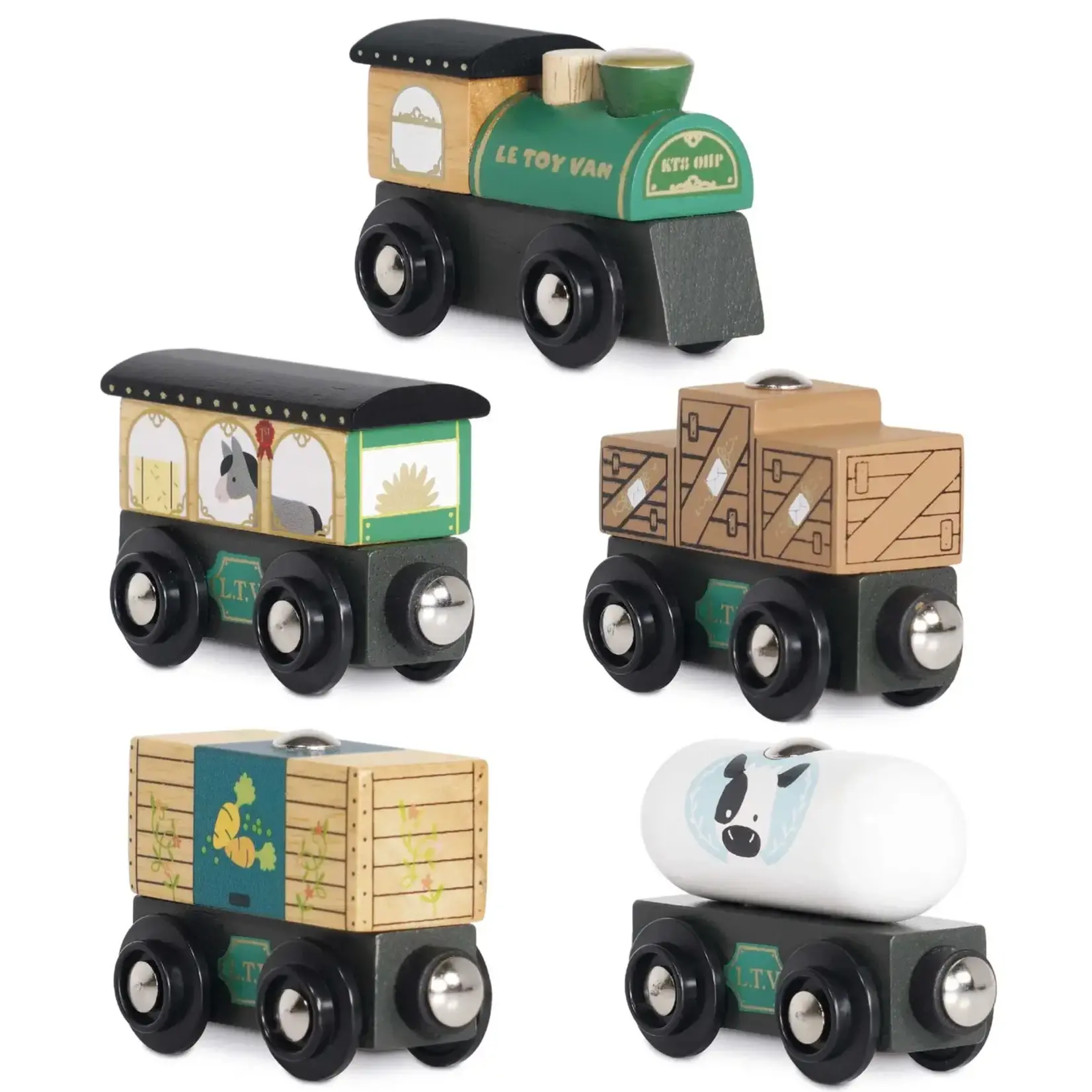 Le Toy Van, Inc. Great Green Train & Goods Wagons