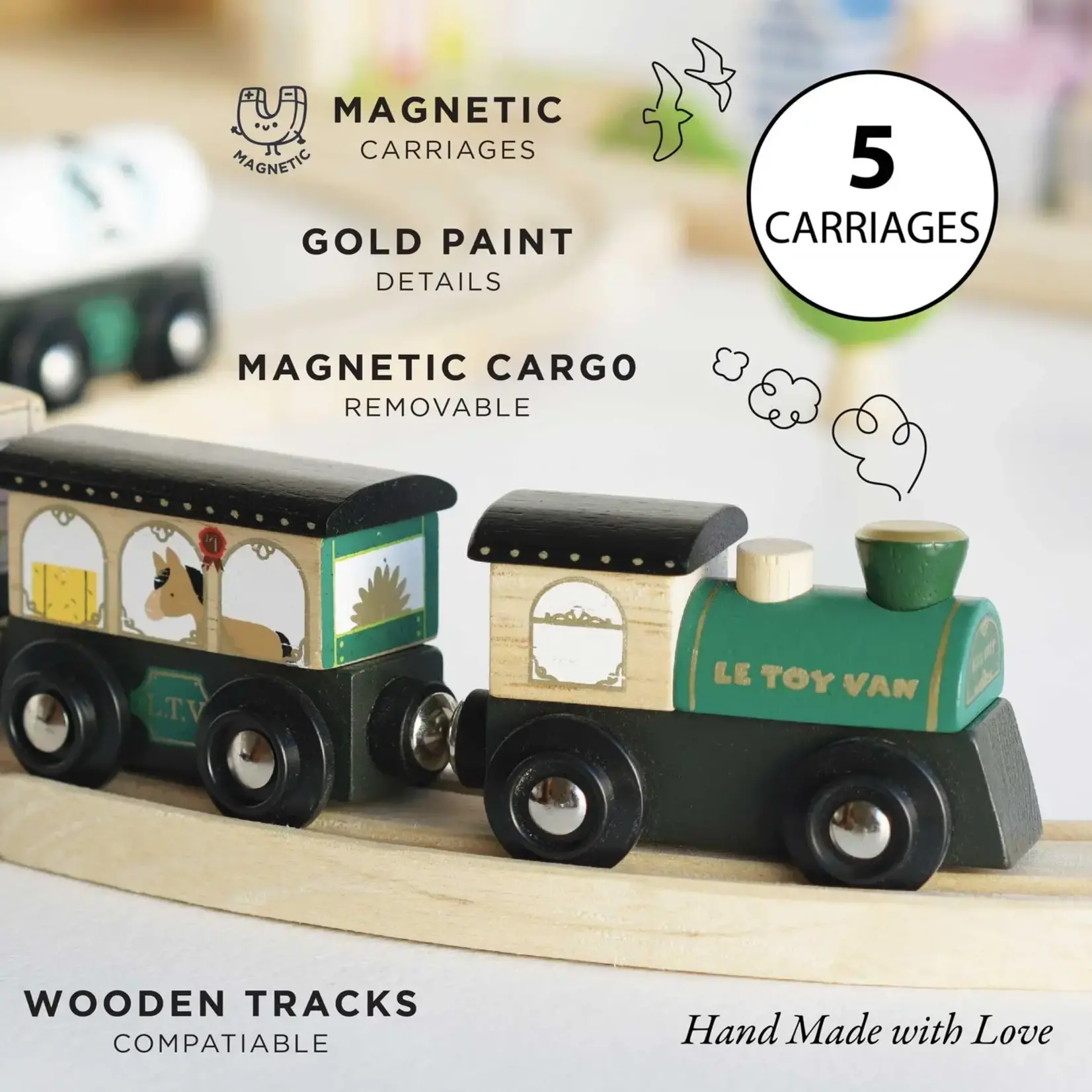 Le Toy Van, Inc. Great Green Train & Goods Wagons
