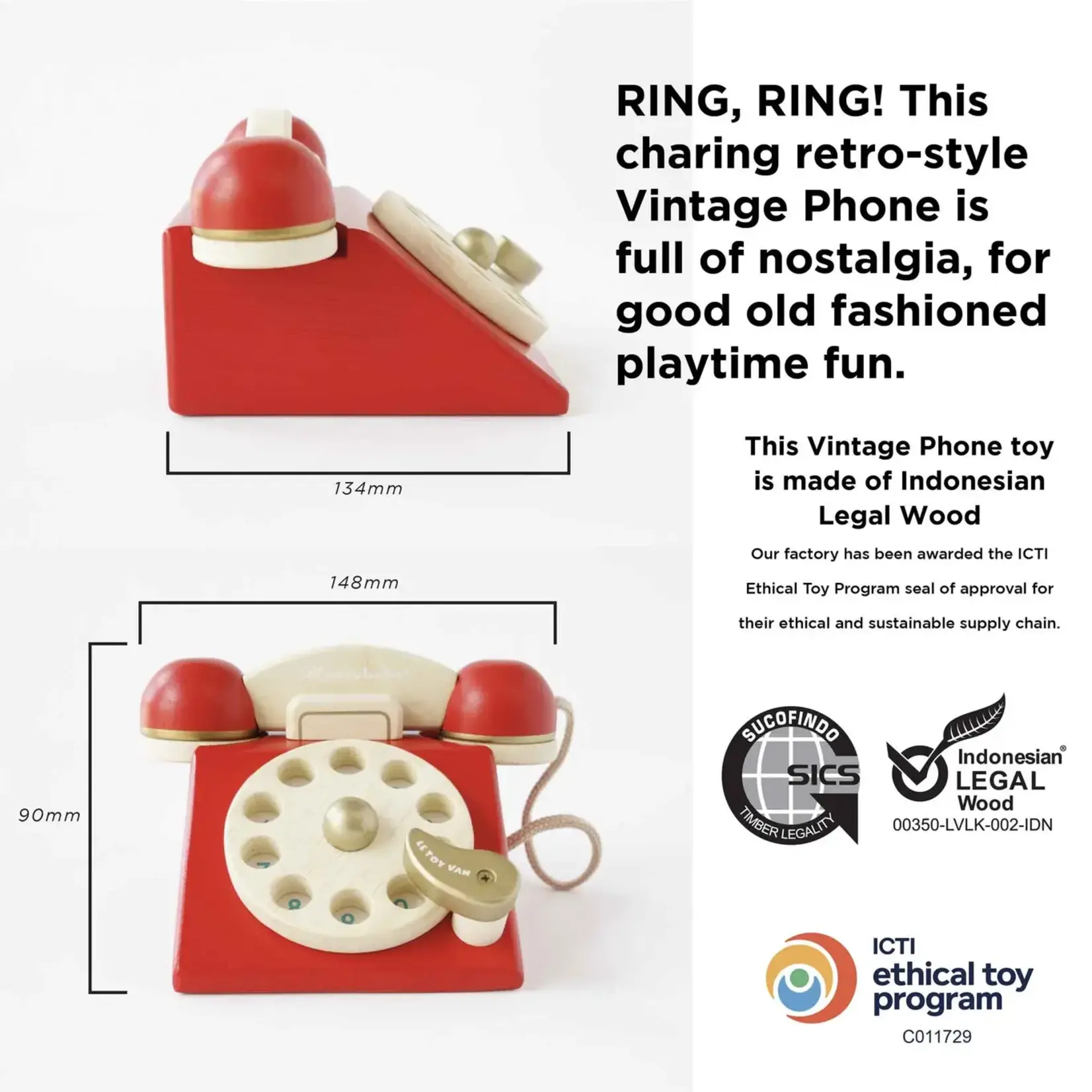 Le Toy Van, Inc. Vintage Wooden Phone
