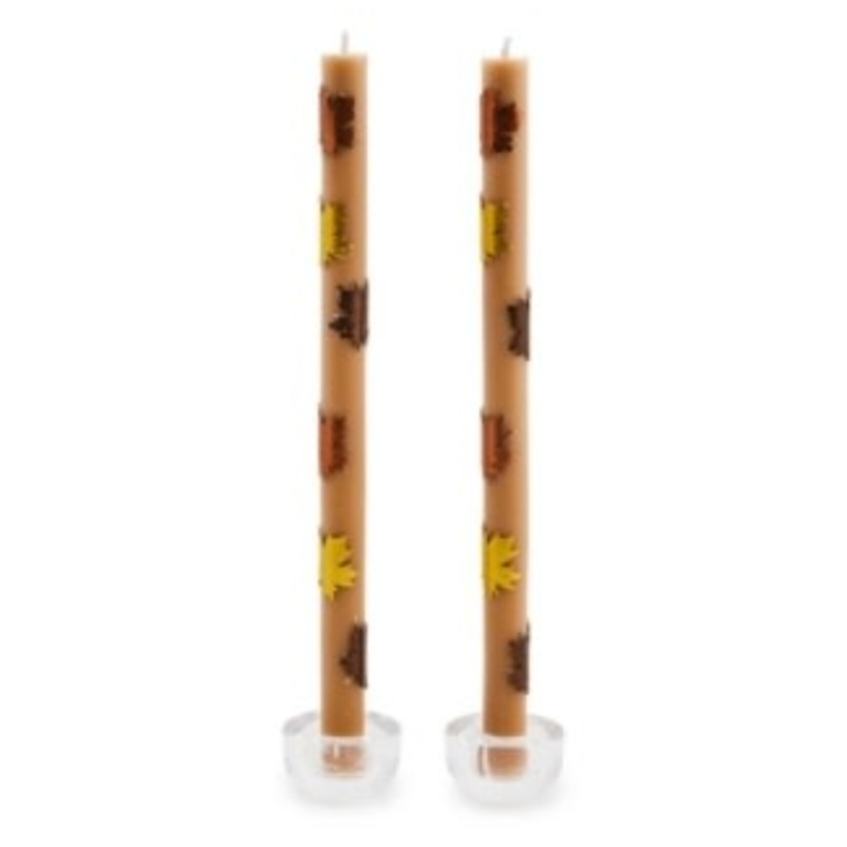 MacKenzie-Childs maple leaf brown dinner candles, set of 2