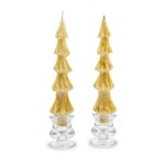MacKenzie-Childs tree dinner candles - 8" - ivory - set of 2