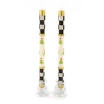 MacKenzie-Childs christmas tree dinner candles - check bands - set of 2