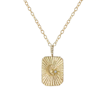 Acanthus Crescent Celestial Star Aura Tag on 18" 14k chain