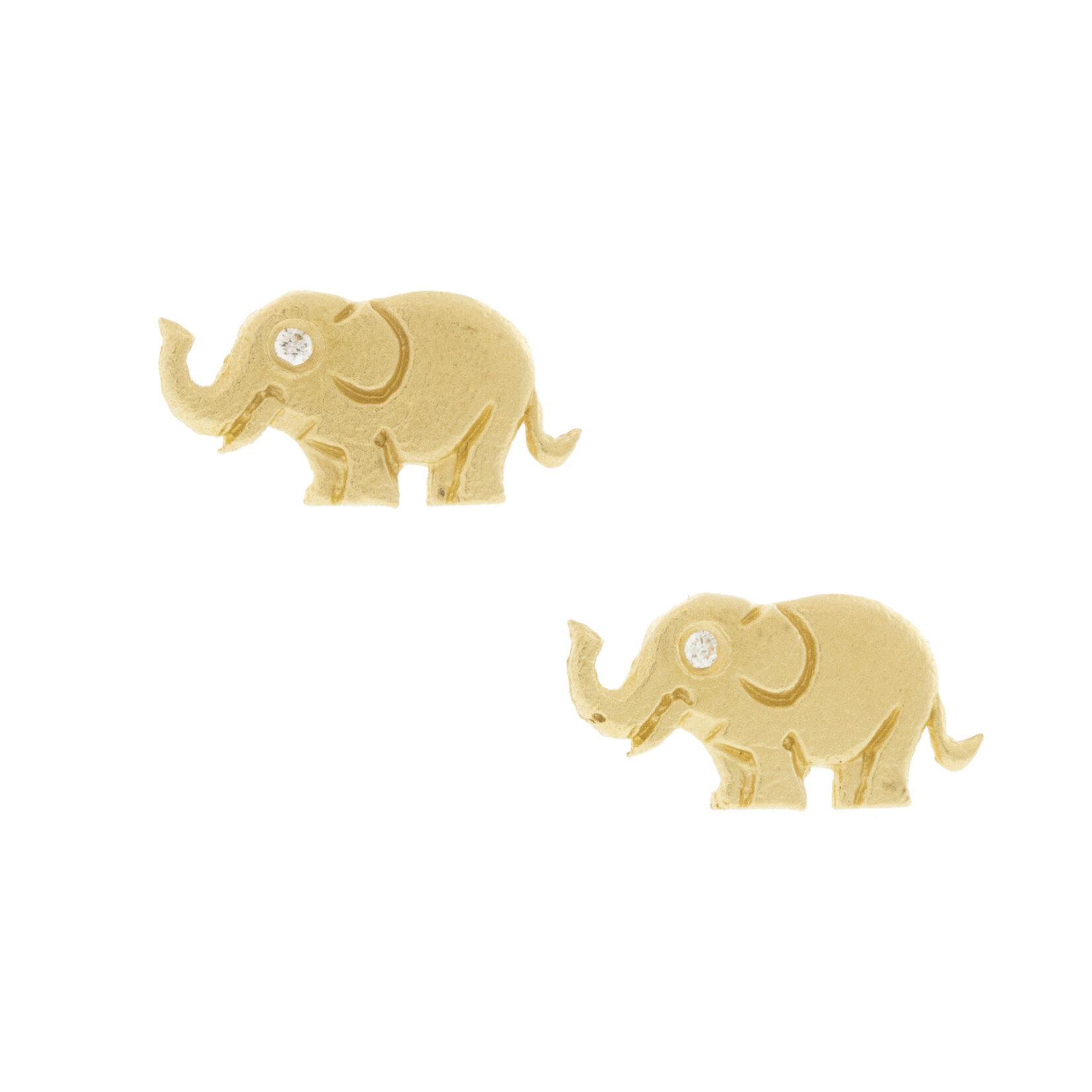 Victoria Cunningham Elephant Post Earrings w/ Diamonds .01ct