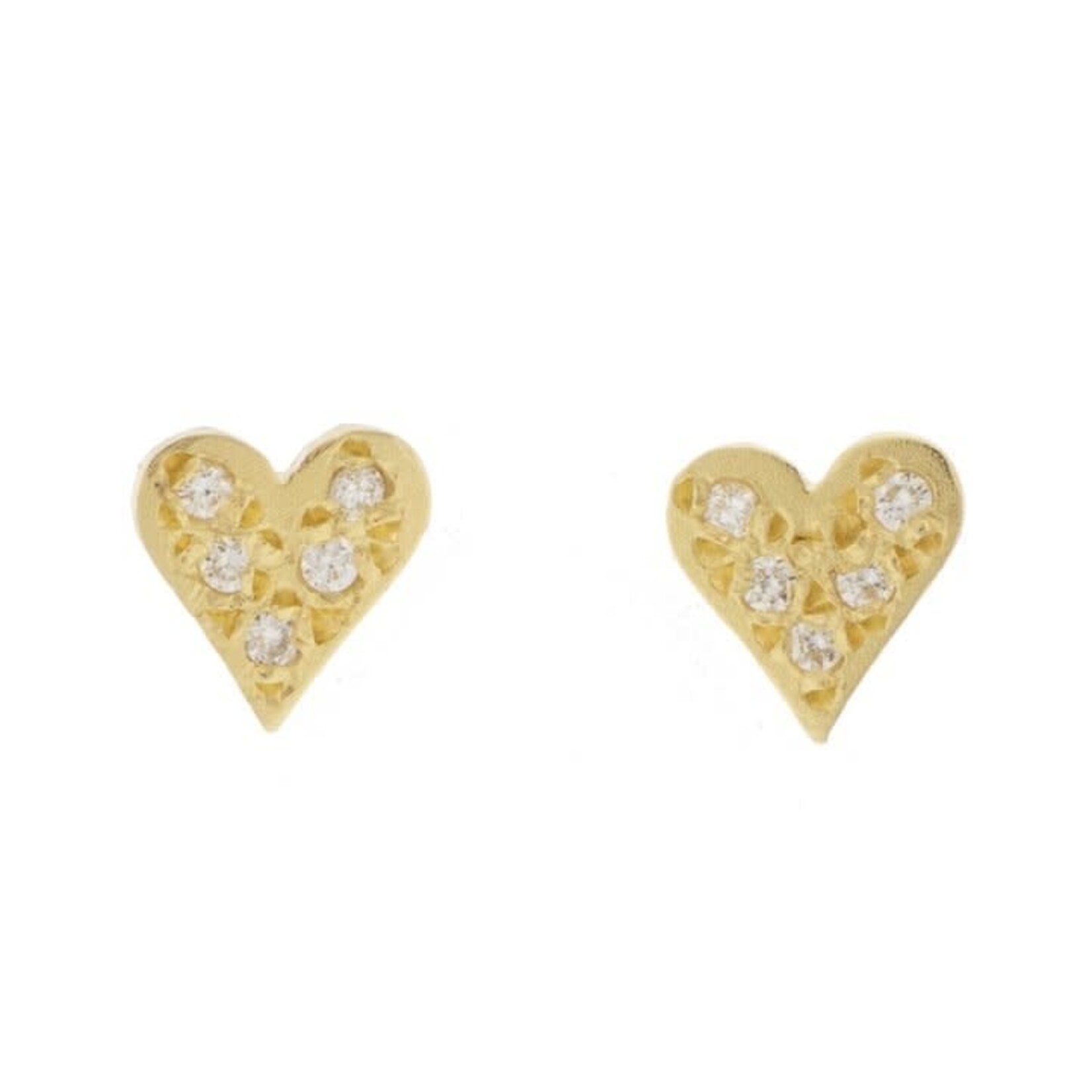Victoria Cunningham Pave Heart Earrings 14k