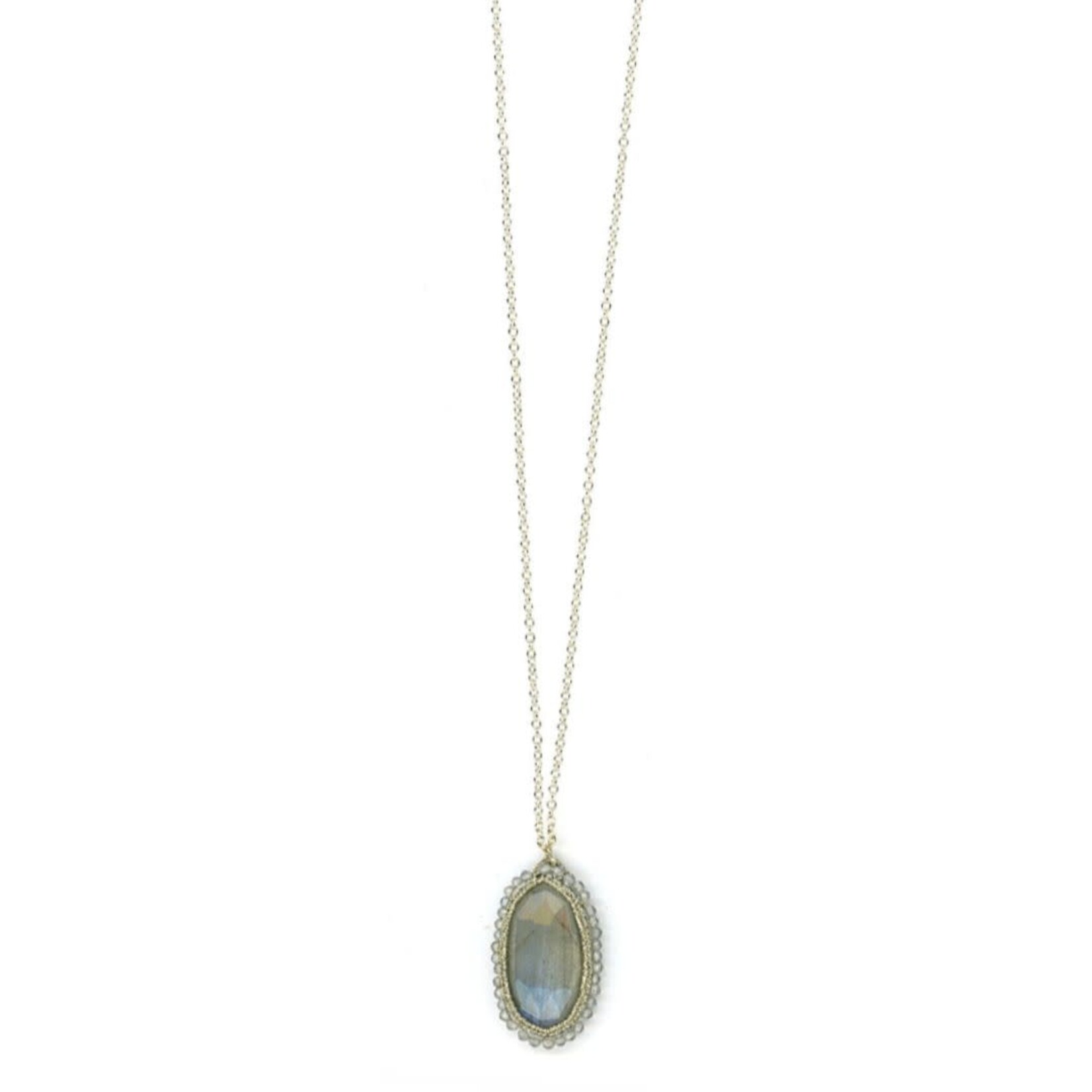 Danielle Welmond Caged Labardorite w/ Gold Cord on 14kt Gold Vermeil Chain