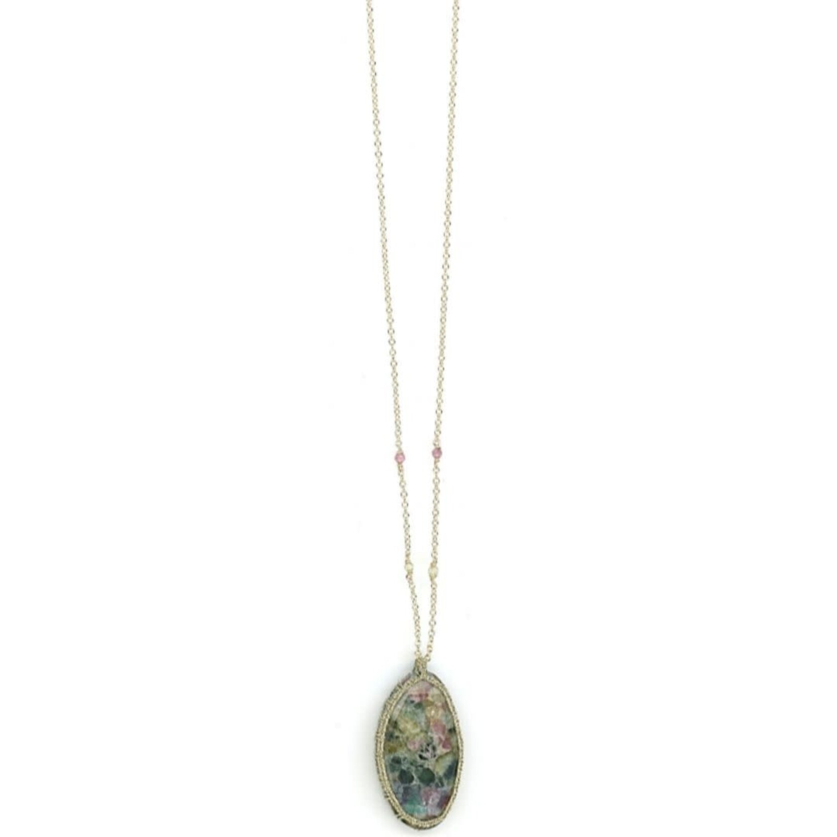 Danielle Welmond Caged Tourmaline w/ Gold Cord on 14kt Gold Vermeil Chain
