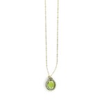 Danielle Welmond Caged Peridot Quartz w/ Gold Cord on 14kt Gold Vermeil Chain Necklace