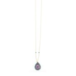 Danielle Welmond Caged London Blue Quartz w/ Gold Cord w/ London Blue Quartz Orblit on 14kygold Vermeil Chain