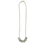 Danielle Welmond Woven Taupe Silk Cord with Silver Pearls & Labradorite Drop